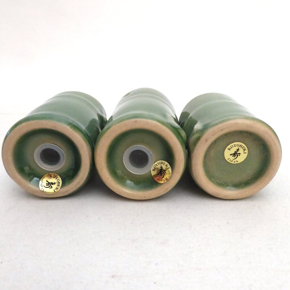 VINTAGE JAPAN CERAMIC BAMBOO SHAPED SALT PEPPER SHAKER TOOTHPICK HOLDER SET - Picture 7 of 9